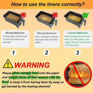 100pcs Air Fryer Liners for Ninja Dual, Air Fryer AF300UK AF400UK Accessories, Disposable Airfryer Parchment Paper Liners, Compatible with Ninja, Breville, Tower & Other Dual Zone Fryers