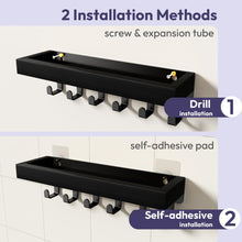 Load image into Gallery viewer, SWTYMIKI Key Holder with Wood Tray and 6 Hooks, Wall Mounted Key Racks, Key Hangers Home Decor Key Rack Mail Organizer for Hallway, Entryway, Bedroom, Mudroom, Office