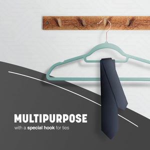 Velvet Hangers 20 Pack - Non-Slip Clothes Hangers with Tie Bar & 360° Hook - Durable & Sturdy, Space-Saving Wardrobe Organisers for Suits, Jackets & Clothes- Home Storage Solution (Grey)