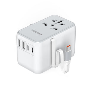 Universal Travel Adapter Worldwide with 2 USB C and 2 USB A Ports, Universal Plug Adaptor UK to World, International Adapter for EU, USA, UK, Australia, Thailand etc. not a Voltage Converter