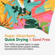Load image into Gallery viewer, Beach Towel - Quick Dry, Sand Free - Compact, Lightweight - 100% Recycled - Includes Bag - Cabana - Whitsunday Blue - Large (160x90cm, 63x35)