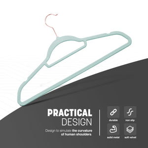 Velvet Hangers 20 Pack - Non-Slip Clothes Hangers with Tie Bar & 360° Hook - Durable & Sturdy, Space-Saving Wardrobe Organisers for Suits, Jackets & Clothes- Home Storage Solution (Grey)