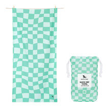 Load image into Gallery viewer, Beach Towel - Quick Dry, Sand Free - Compact, Lightweight - 100% Recycled - Includes Bag - Cabana - Whitsunday Blue - Large (160x90cm, 63x35)