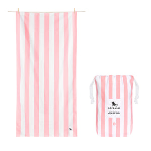 Beach Towel - Quick Dry, Sand Free - Compact, Lightweight - 100% Recycled - Includes Bag - Cabana - Whitsunday Blue - Large (160x90cm, 63x35)