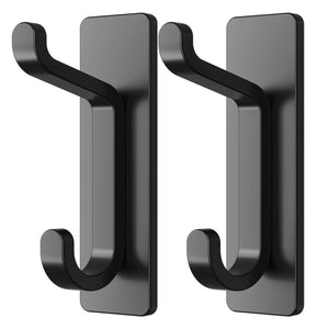 Self Adhesive Hooks, Extra Sticky and Strong, Hanging up to 6KG, Heavy Duty Stick on, No-Nail Hook for Back of Door, Black, 4 Pack