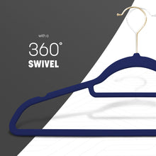 Load image into Gallery viewer, Velvet Hangers 20 Pack - Non-Slip Clothes Hangers with Tie Bar &amp; 360° Hook - Durable &amp; Sturdy, Space-Saving Wardrobe Organisers for Suits, Jackets &amp; Clothes- Home Storage Solution (Grey)
