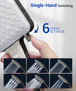 Shower Head, High Pressure, Shower Heads with 6 Modes, Power Shower Head Only, Universal Water Saving Large ShowerHead
