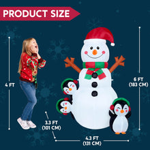 Load image into Gallery viewer, 6 FT Christmas Inflatable Stacked Snowman with Build-in LEDs Blow Up Inflatables for Xmas Party, Home Indoor Outdoor Yard Garden Lawn Winter Décor