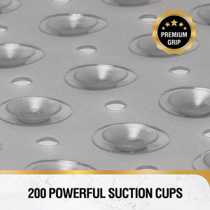 Non Slip Bath Mat for Tub, 101 x 40cm Extra Long Shower Mat Anti Mould, Machine Washable Bathroom Bathtub Mat with Suction Cups and Drain Holes, Soft on Feet, Clear
