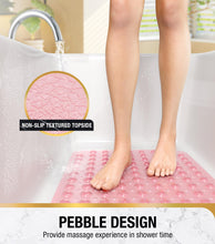 Load image into Gallery viewer, Non Slip Bath Mat for Tub, 101 x 40cm Extra Long Shower Mat Anti Mould, Machine Washable Bathroom Bathtub Mat with Suction Cups and Drain Holes, Soft on Feet, Clear