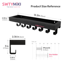 Load image into Gallery viewer, SWTYMIKI Key Holder with Wood Tray and 6 Hooks, Wall Mounted Key Racks, Key Hangers Home Decor Key Rack Mail Organizer for Hallway, Entryway, Bedroom, Mudroom, Office