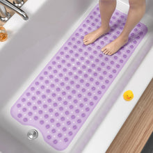 Load image into Gallery viewer, Non Slip Bath Mat for Tub, 101 x 40cm Extra Long Shower Mat Anti Mould, Machine Washable Bathroom Bathtub Mat with Suction Cups and Drain Holes, Soft on Feet, Clear