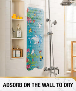 Non Slip Bath Mat for Tub, 101 x 40cm Extra Long Shower Mat Anti Mould, Machine Washable Bathroom Bathtub Mat with Suction Cups and Drain Holes, Soft on Feet, Clear