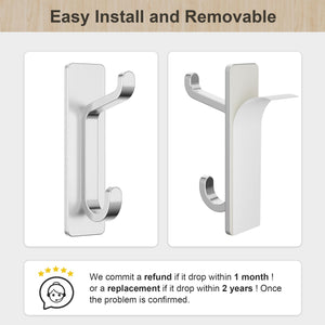 Self Adhesive Hooks, Extra Sticky and Strong, Hanging up to 6KG, Heavy Duty Stick on, No-Nail Hook for Back of Door, Black, 4 Pack