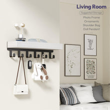 Load image into Gallery viewer, SWTYMIKI Key Holder with Wood Tray and 6 Hooks, Wall Mounted Key Racks, Key Hangers Home Decor Key Rack Mail Organizer for Hallway, Entryway, Bedroom, Mudroom, Office