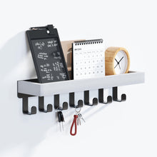 Load image into Gallery viewer, SWTYMIKI Key Holder with Wood Tray and 6 Hooks, Wall Mounted Key Racks, Key Hangers Home Decor Key Rack Mail Organizer for Hallway, Entryway, Bedroom, Mudroom, Office