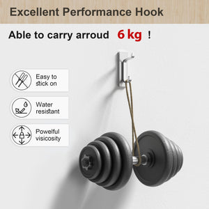Self Adhesive Hooks, Extra Sticky and Strong, Hanging up to 6KG, Heavy Duty Stick on, No-Nail Hook for Back of Door, Black, 4 Pack