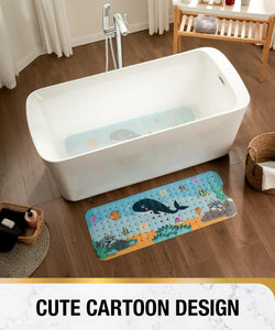 Non Slip Bath Mat for Tub, 101 x 40cm Extra Long Shower Mat Anti Mould, Machine Washable Bathroom Bathtub Mat with Suction Cups and Drain Holes, Soft on Feet, Clear