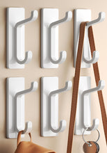 Load image into Gallery viewer, Self Adhesive Hooks, Extra Sticky and Strong, Hanging up to 6KG, Heavy Duty Stick on, No-Nail Hook for Back of Door, Black, 4 Pack