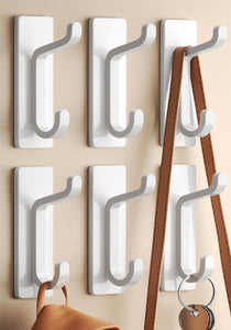 Self Adhesive Hooks, Extra Sticky and Strong, Hanging up to 6KG, Heavy Duty Stick on, No-Nail Hook for Back of Door, Black, 4 Pack