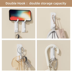 Self Adhesive Hooks, Extra Sticky and Strong, Hanging up to 6KG, Heavy Duty Stick on, No-Nail Hook for Back of Door, Black, 4 Pack