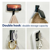 Load image into Gallery viewer, Self Adhesive Hooks, Extra Sticky and Strong, Hanging up to 6KG, Heavy Duty Stick on, No-Nail Hook for Back of Door, Black, 4 Pack