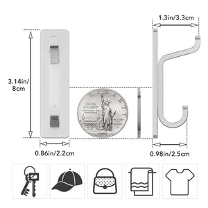 Self Adhesive Hooks, Extra Sticky and Strong, Hanging up to 6KG, Heavy Duty Stick on, No-Nail Hook for Back of Door, Black, 4 Pack