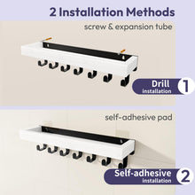 Load image into Gallery viewer, SWTYMIKI Key Holder with Wood Tray and 6 Hooks, Wall Mounted Key Racks, Key Hangers Home Decor Key Rack Mail Organizer for Hallway, Entryway, Bedroom, Mudroom, Office