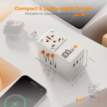Load image into Gallery viewer, Universal Travel Adapter Worldwide with 2 USB C and 2 USB A Ports, Universal Plug Adaptor UK to World, International Adapter for EU, USA, UK, Australia, Thailand etc. not a Voltage Converter