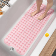 Non Slip Bath Mat for Tub, 101 x 40cm Extra Long Shower Mat Anti Mould, Machine Washable Bathroom Bathtub Mat with Suction Cups and Drain Holes, Soft on Feet, Clear