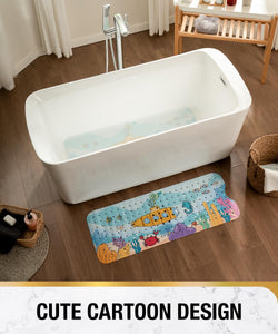 Non Slip Bath Mat for Tub, 101 x 40cm Extra Long Shower Mat Anti Mould, Machine Washable Bathroom Bathtub Mat with Suction Cups and Drain Holes, Soft on Feet, Clear