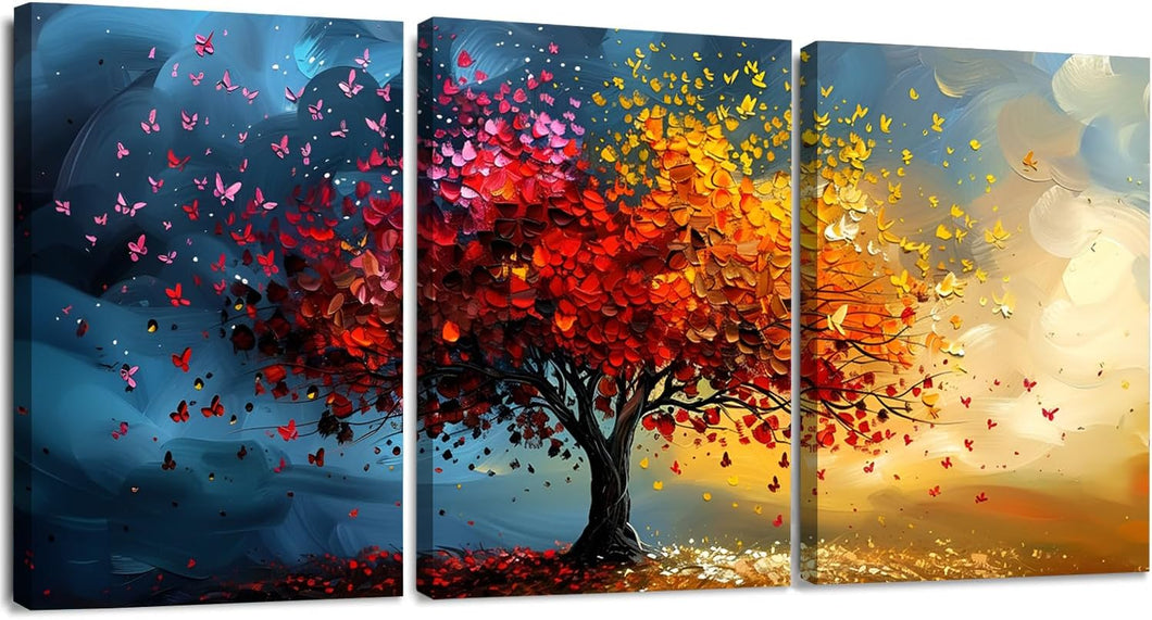 YWQQ 3 Pieces Canvas Wall Art, Tree Of Life Modern Abstract Canvas Pictures for Living Room, Bedroom, Hallway, Kitchen or Office(30×40cm×3PCS)