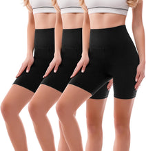 Load image into Gallery viewer, High Waisted Cycling Shorts Women - Tummy Control Buttery Soft Biker Yoga Running Gym Black Workout Athletic Shorts