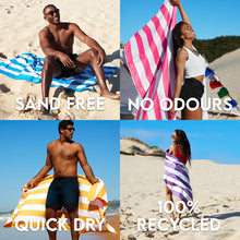Load image into Gallery viewer, Beach Towel - Quick Dry, Sand Free - Compact, Lightweight - 100% Recycled - Includes Bag - Cabana - Whitsunday Blue - Large (160x90cm, 63x35)