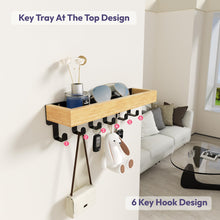Load image into Gallery viewer, SWTYMIKI Key Holder with Wood Tray and 6 Hooks, Wall Mounted Key Racks, Key Hangers Home Decor Key Rack Mail Organizer for Hallway, Entryway, Bedroom, Mudroom, Office