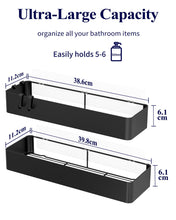 Load image into Gallery viewer, 2 Pack Rustproof Shower Caddy - 2 Shelves, Drill-Free &amp; Quick-Dry Shower Organizer, Rustproof Bathroom Shelves with 4 Hooks, Large, Black