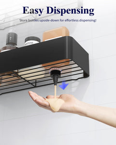 2 Pack Rustproof Shower Caddy - 2 Shelves, Drill-Free & Quick-Dry Shower Organizer, Rustproof Bathroom Shelves with 4 Hooks, Large, Black