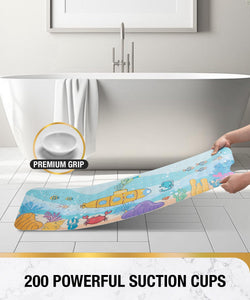 Non Slip Bath Mat for Tub, 101 x 40cm Extra Long Shower Mat Anti Mould, Machine Washable Bathroom Bathtub Mat with Suction Cups and Drain Holes, Soft on Feet, Clear