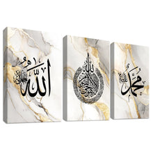 Load image into Gallery viewer, 3 Panels Wooden Framed Navy Blue White Gold Marble Canvas Wall Art Painting on Canvas Print Picture for Living Room Hallway Stairs Bedroom Bathroom Wall Decor Ready To Hang 90x40cm(12&quot;x16&quot;x3pcs)