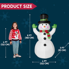 Load image into Gallery viewer, 6 FT Christmas Inflatable Stacked Snowman with Build-in LEDs Blow Up Inflatables for Xmas Party, Home Indoor Outdoor Yard Garden Lawn Winter Décor