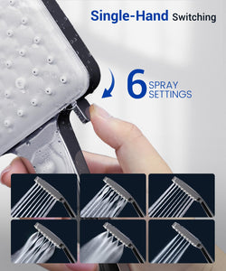 Shower Head, High Pressure, Shower Heads with 6 Modes, Power Shower Head Only, Universal Water Saving Large ShowerHead