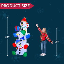 Load image into Gallery viewer, 6 FT Christmas Inflatable Stacked Snowman with Build-in LEDs Blow Up Inflatables for Xmas Party, Home Indoor Outdoor Yard Garden Lawn Winter Décor