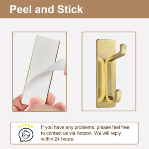 Self Adhesive Hooks, Extra Sticky and Strong, Hanging up to 6KG, Heavy Duty Stick on, No-Nail Hook for Back of Door, Black, 4 Pack