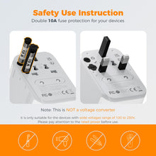 Load image into Gallery viewer, Universal Travel Adapter Worldwide with 2 USB C and 2 USB A Ports, Universal Plug Adaptor UK to World, International Adapter for EU, USA, UK, Australia, Thailand etc. not a Voltage Converter