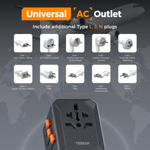 Load image into Gallery viewer, Universal Travel Adapter Worldwide with 2 USB C and 2 USB A Ports, Universal Plug Adaptor UK to World, International Adapter for EU, USA, UK, Australia, Thailand etc. not a Voltage Converter