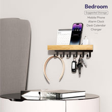 Load image into Gallery viewer, SWTYMIKI Key Holder with Wood Tray and 6 Hooks, Wall Mounted Key Racks, Key Hangers Home Decor Key Rack Mail Organizer for Hallway, Entryway, Bedroom, Mudroom, Office