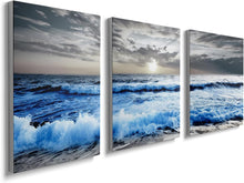Load image into Gallery viewer, Sunset Beach Canvas Wall Art for Living Room Modern Artwork Nature Blue Sea Landscape Bathroom Pictures Bedroom Wall Décor Family Prints Paintings Wall Decorations Hallway Kitchen Office, YH1306