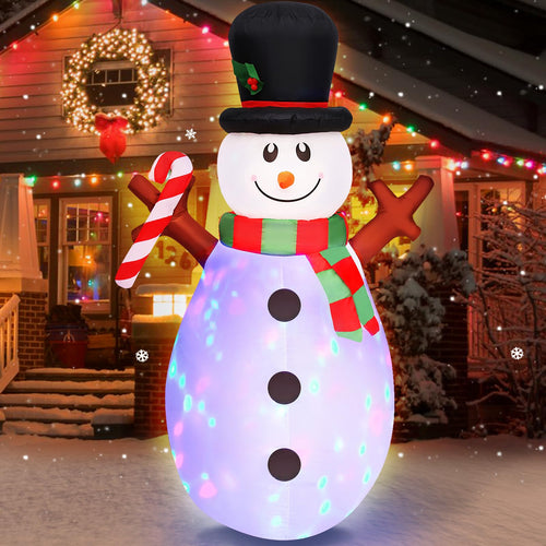 Danxilu 5 FT Christmas Inflatables Snowman with Colorful Rotating Led Lights Outdoor Yard Decorations, Blow Up Cute Snowman Xmas Frosty Winter Decor Clearance for Indoor Lawn Garden Holiday Party