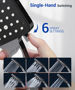 Shower Head, High Pressure, Shower Heads with 6 Modes, Power Shower Head Only, Universal Water Saving Large ShowerHead