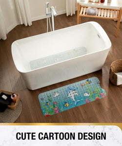 Non Slip Bath Mat for Tub, 101 x 40cm Extra Long Shower Mat Anti Mould, Machine Washable Bathroom Bathtub Mat with Suction Cups and Drain Holes, Soft on Feet, Clear